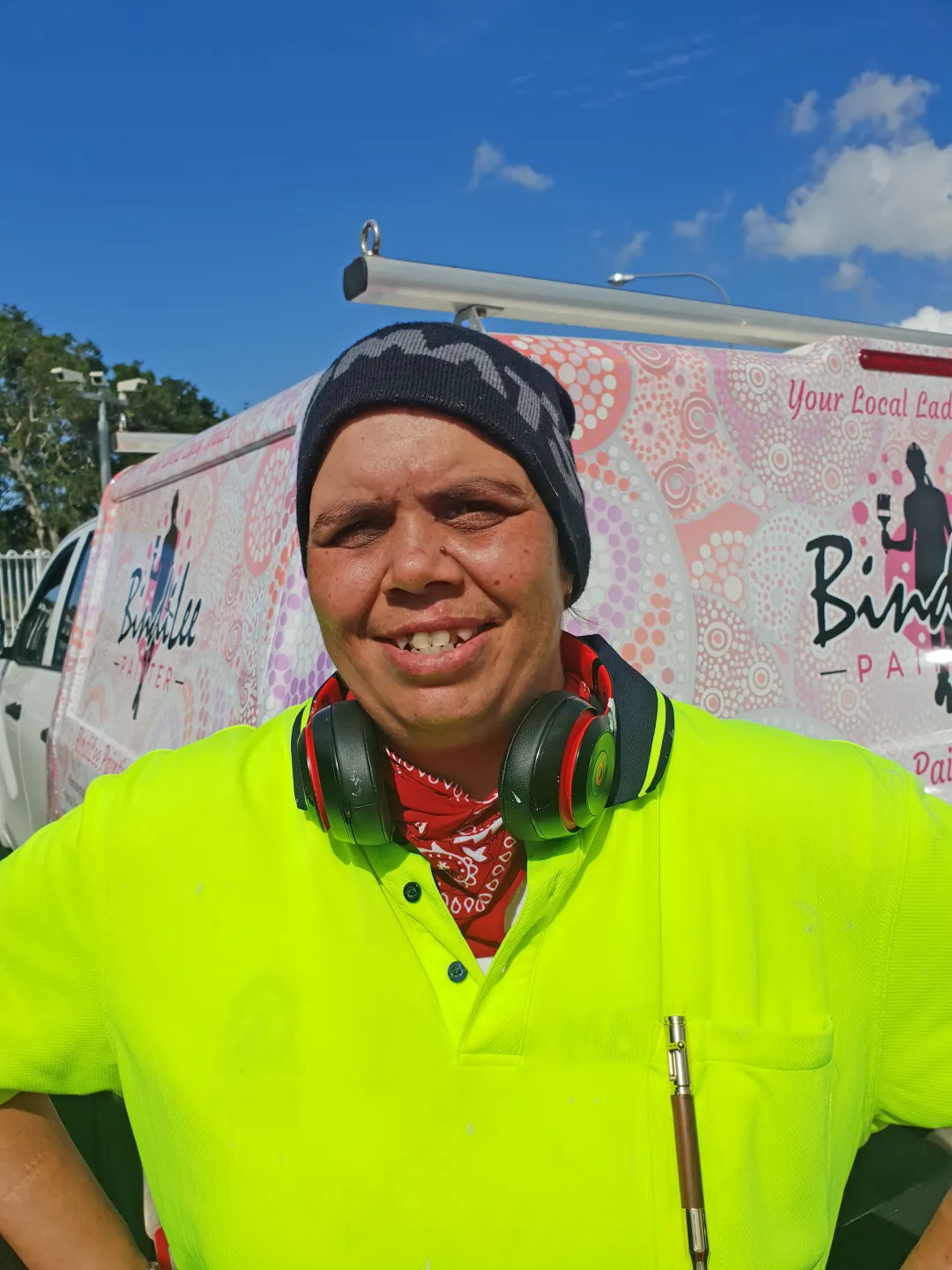 First Nations painting Employment Services Painting Futures V Stories Danielle clothing human face outdoor person sky smile