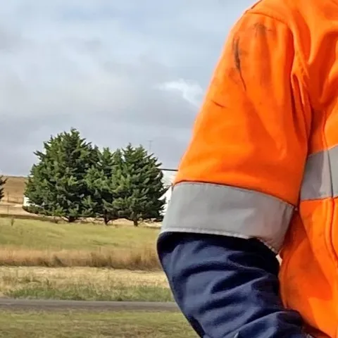 Emily working at the Stockyard Hill Wind Farm